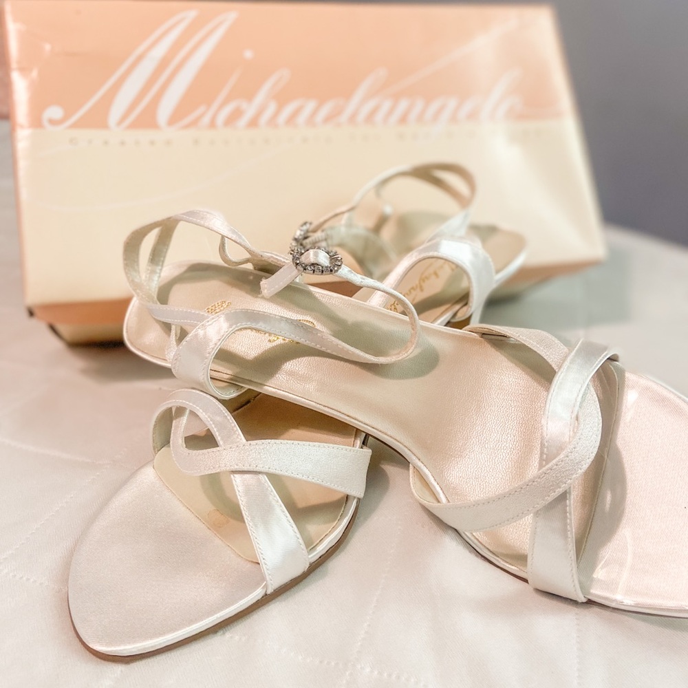 White Michaelangelo bridal heels